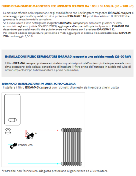 Defangatore Magnetico Idramag Compact k con valvola 3 vie e Raccordo ad Angolo con ghiere girevoli