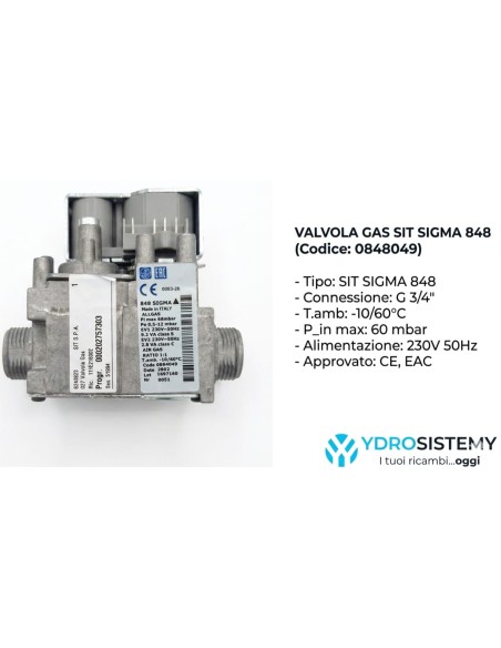 Valvola Gas Sime Sit Sigma 848