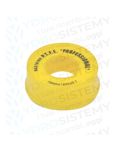 Nastro Teflon Giallo 12x1mm  12m lungo Uso Gas