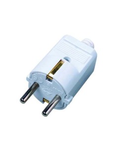 Spina Elettrica Volante Shuko Bianca 16Ampere 2 Poli + Terra con uscita cavo dritta