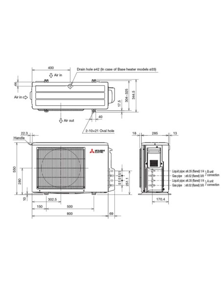 Mitsubishi MSZ-AP R32 Climatizzatore dual split inverter | unità esterna 3.3 kW unità interne 7000+7000 BTU