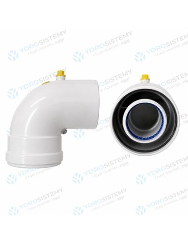 Curva 90° 60/100 In alluminio Con Ispezione per Caldaie Tradizionali