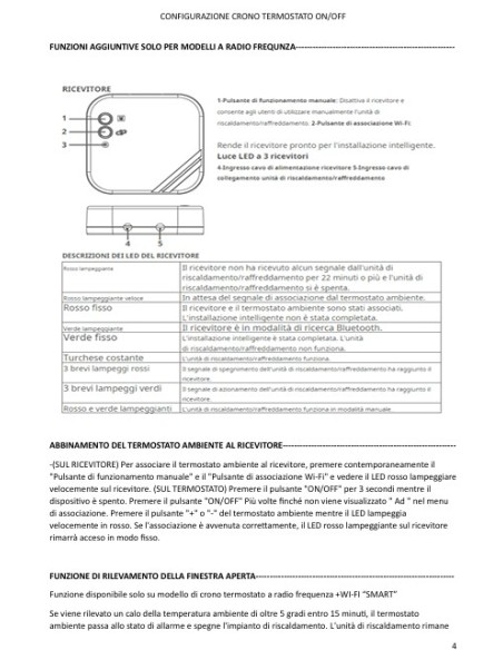 Cronotermostato Settimanale Digitale con Radiofrequenza e WiFi con Alimentatore