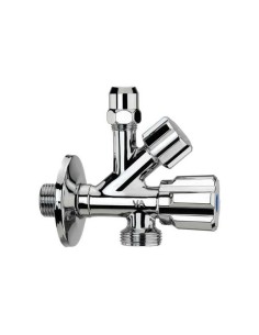 Rubinetto Sottolavabo Doppio Con Attacco Lavabo e Lavatrice 1/2 x 3/4 Con Rosetta