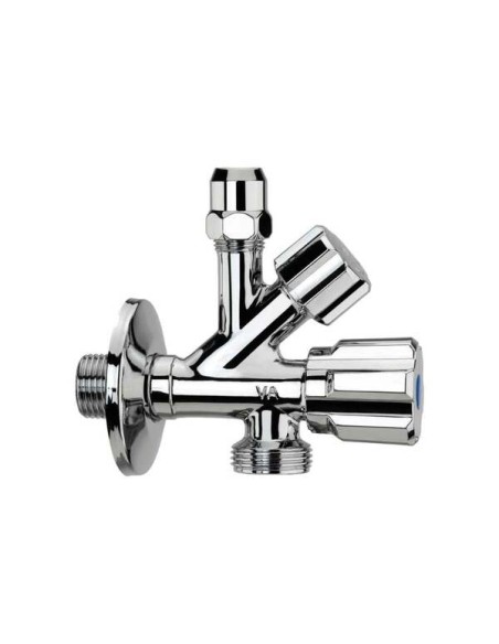 Rubinetto Sottolavabo Doppio Con Attacco Lavabo e Lavatrice 1/2 x 3/4 Con Rosetta