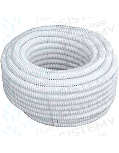 Tubo Corrugato Spiralato Grigio Scarico Condensa Per Impianti di Climatizzazione Ø14mm Interno, Ø16mm Esterno
